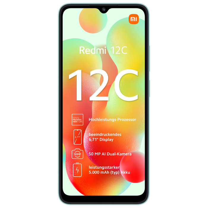 صفحه نمایش گوشی موبایل شیائومی Redmi 12C در رنگ سبز