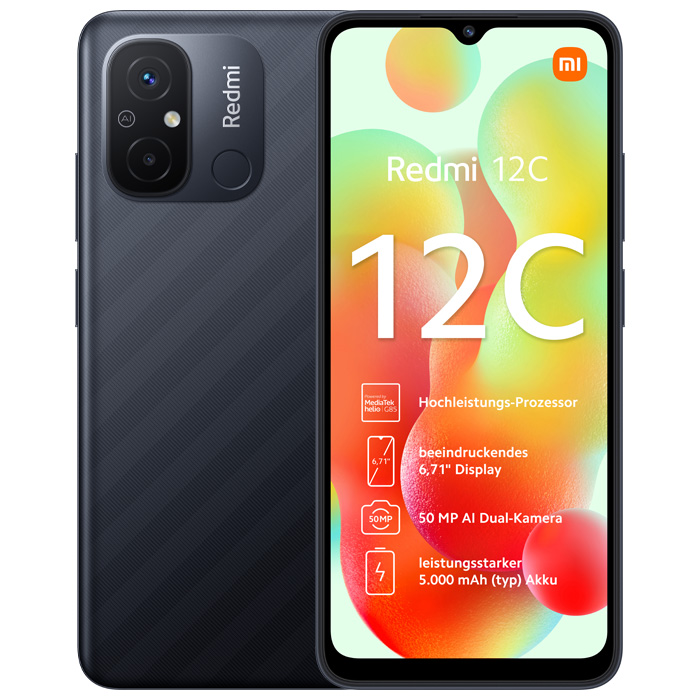 رنگ مشکی گوشی موبایل شیائومی Redmi 12C