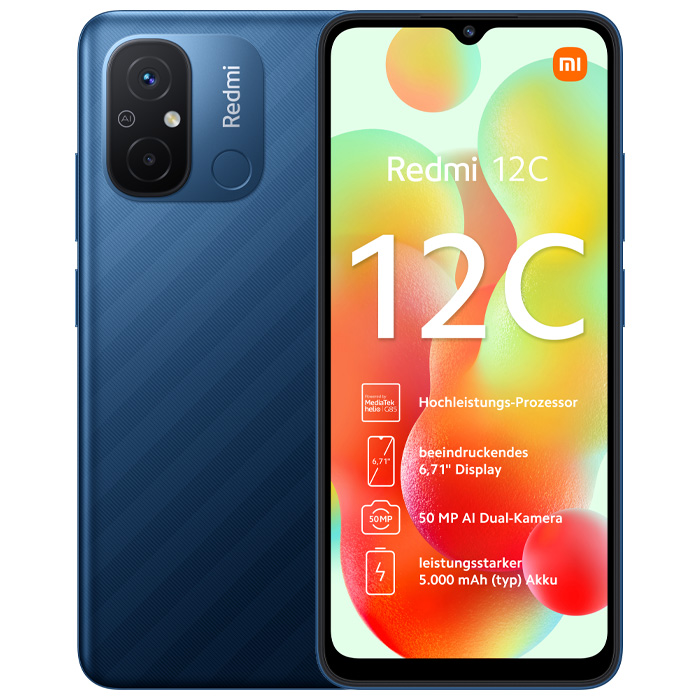 رنگ آبی گوشی موبایل شیائومی Redmi 12C