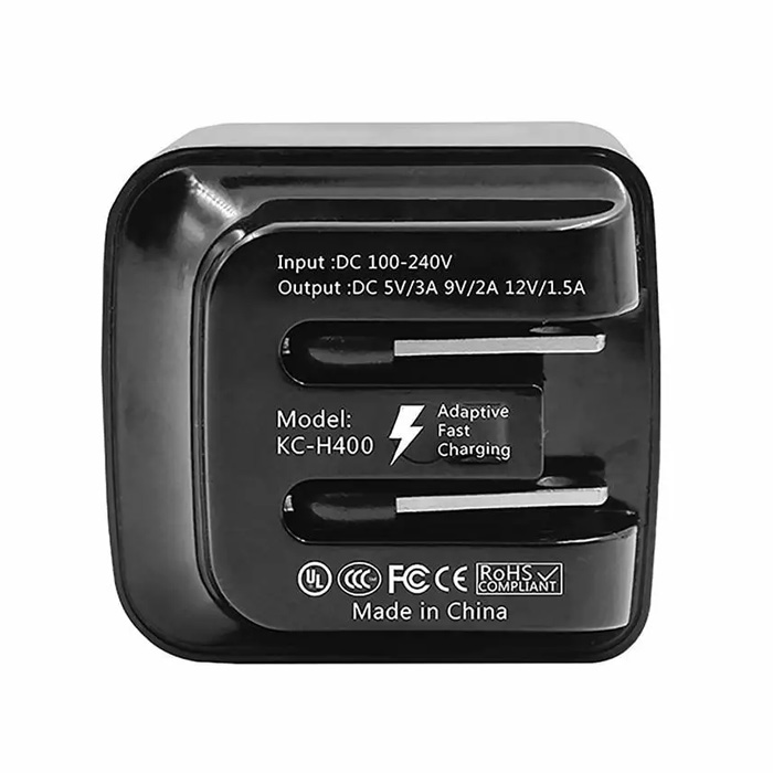 نمای زیر شارژر همراه 18W کلومن مدل Quick Charger USB3 KC-H405