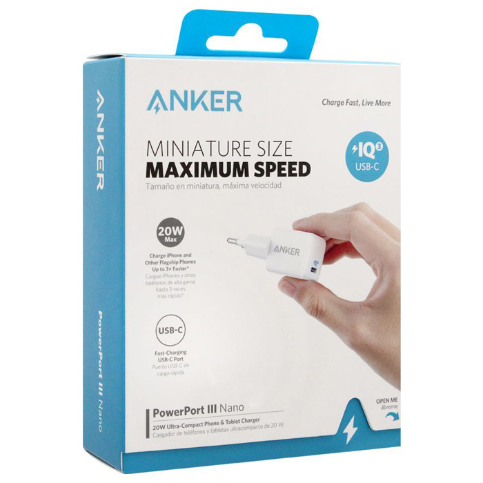 بسته‌بندی شارژر همراه 20W انکر مدل PowerPort 3 Nano A2633
