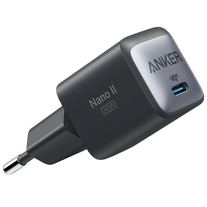 رنگ مشکی شارژر همراه 30W انکر مدل 711 Charger GaN 2 Nano 2