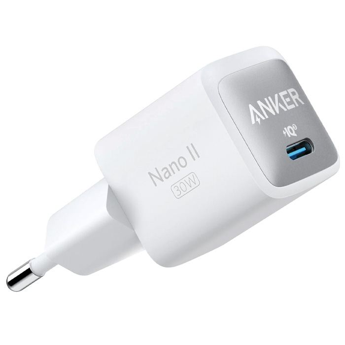 رنگ سفید شارژر همراه 30W انکر مدل 711 Charger GaN 2 Nano 2
