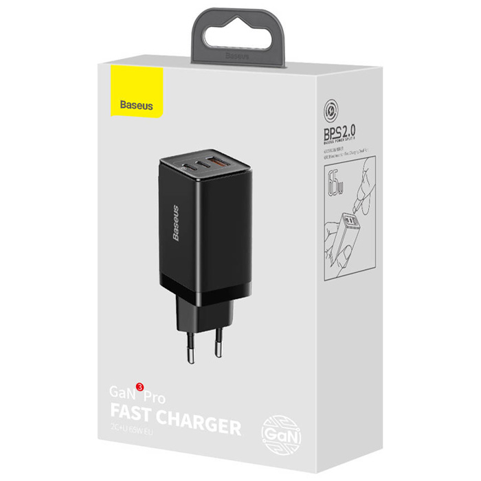 بسته‌بندی شارژر همراه 65W بیسوس مدل GaN3 Pro Fast Charger CCGP050101