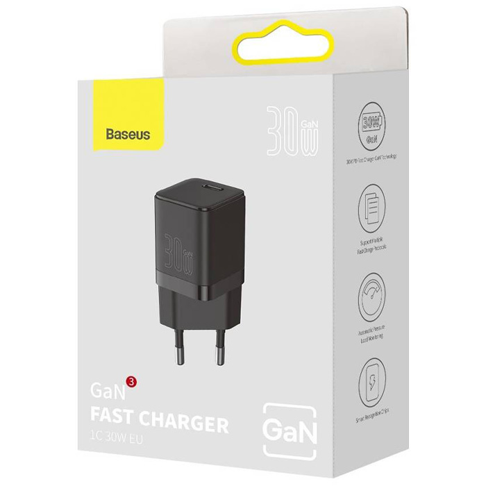 بسته‌بندی شارژر همراه 30W بیسوس مدل GaN3 Fast Charger 1C CCGN010101