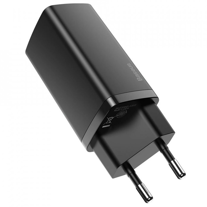 رنگ مشکی شارژر همراه 65W بیسوس مدل GaN2 Lite Quick Charger USB-C + USB3 CCGAN2L-B01