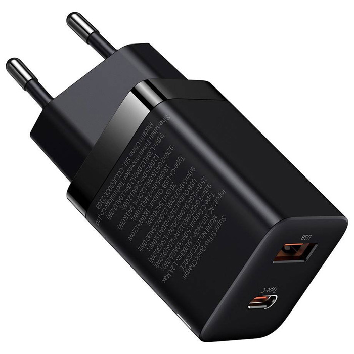 نمای کناری شارژر همراه 30W بیسوس مدل Super Si Pro Quick Charger CCSUPP-E01 در رنگ مشکی
