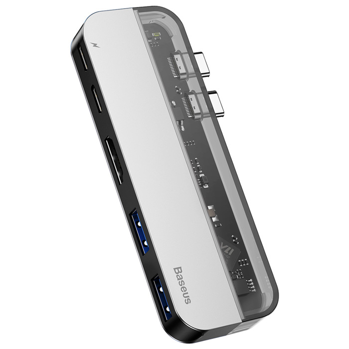 هاب بیسوس 5 پورت USB-C مدل Transparent Series Dual Type-C Multifunctional CAHUB-TS0G
