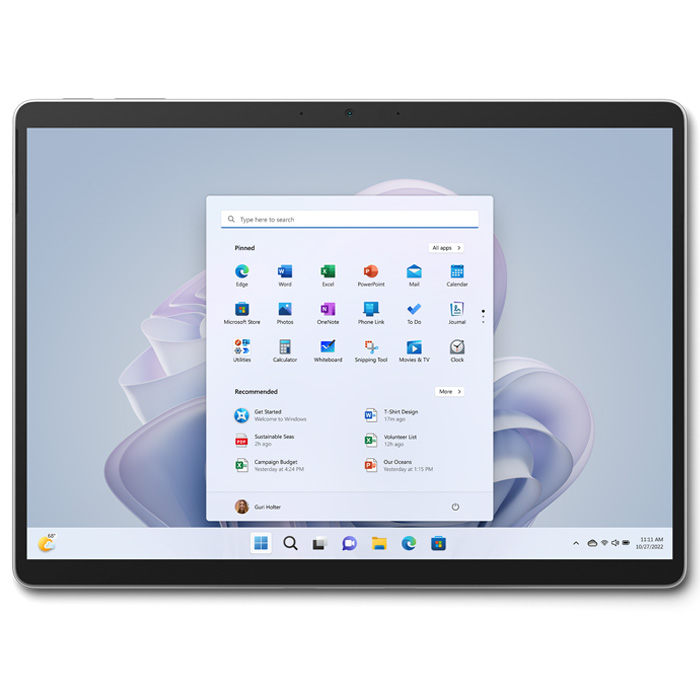 صفحه نمایش تبلت مایکروسافت مدل Surface Pro 9–i5 حافظه 256 گیگابایت و رم 8 گیگابایت در رنگ پلاتینی