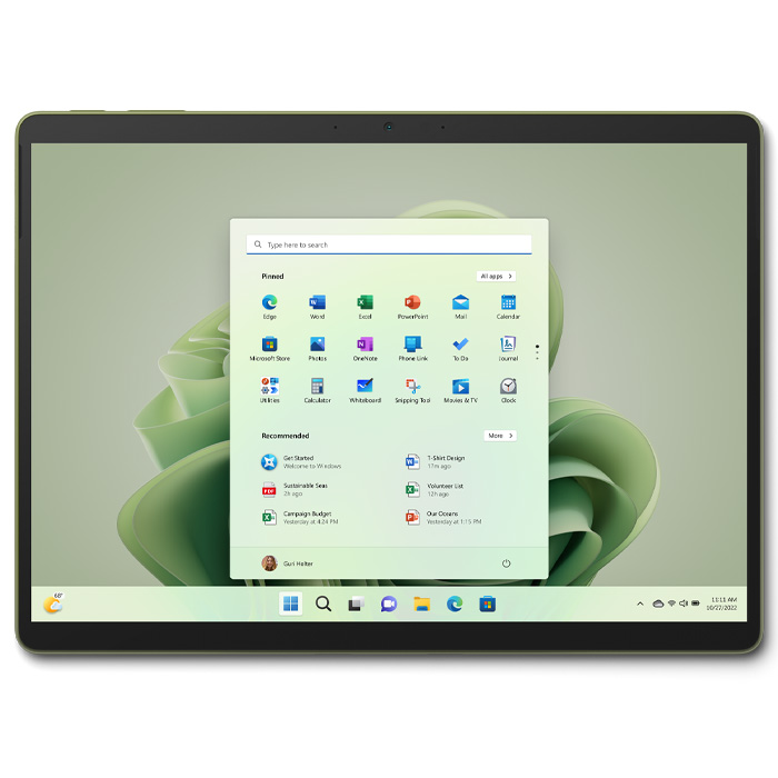 صفحه نمایش تبلت مایکروسافت مدل Surface Pro 9–i7 حافظه 256 گیگابایت و رم 16 گیگابایت در رنگ سبز