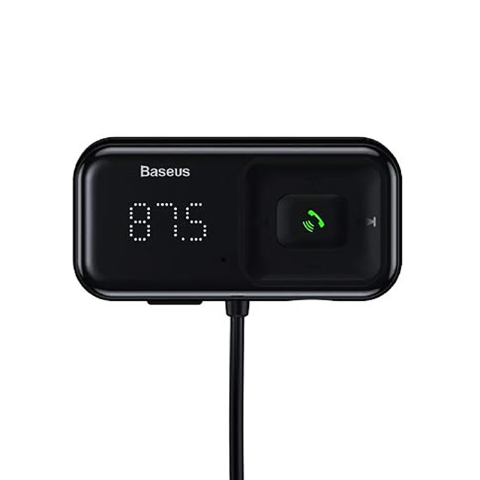 نمای روبویی شارژر فندکی و گیرنده بلوتوثی بیسوس مدل T Shaped S-16 CCMT000201