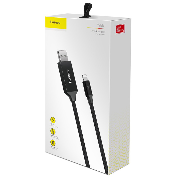 بسته‌بندی کابل بیسوس لایتنینگ مدل Artistic Striped CALYW-M01 با طول 5 متر