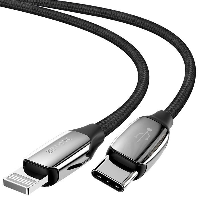 نمای کلی کابل بیسوس Lightning به USB-C مدل BMX Sequins MFi Certified CATLLP-A01 با طول 1.2 متر