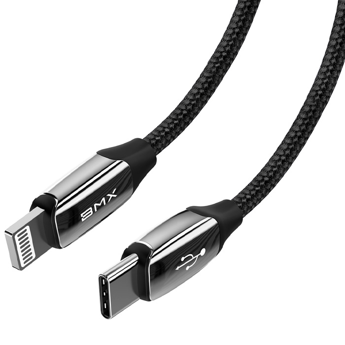 نمای کناری کابل بیسوس Lightning به USB-C مدل BMX Sequins MFi Certified CATLLP-A01 با طول 1.2 متر