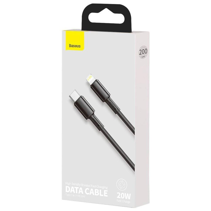 بسته‌بندی کابل بیسوس 20 واتی Lightning به USB-C مدل High Density Braided CATLGD-A01 با طول 2 متر