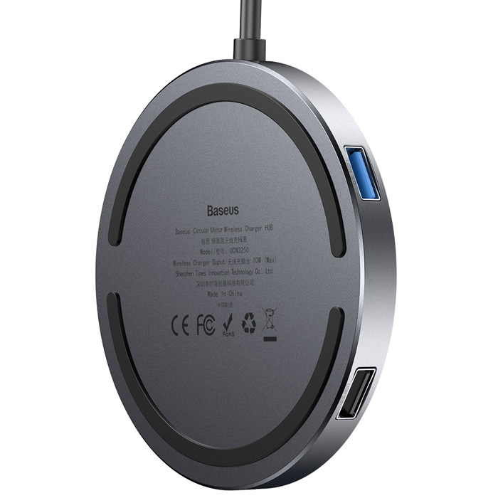 نمای پشتی هاب بیسوس USB-C مدل Circular Mirror Wireless Charger HUB WXJMY-0G