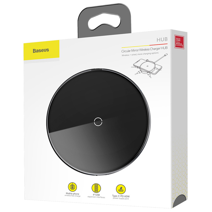 بسته‌بندی هاب بیسوس USB-C مدل Circular Mirror Wireless Charger HUB WXJMY-0G