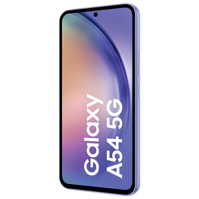 نمای کناری صفحه نمایش گوشی موبایل سامسونگ Galaxy A54 5G در رنگ بنفش