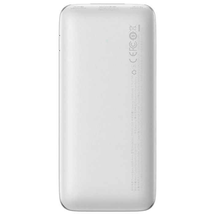 نمای پشتی پاوربانک بیسوس 20W مدل PPBD040201 Bipow Pro در رنگ سفید