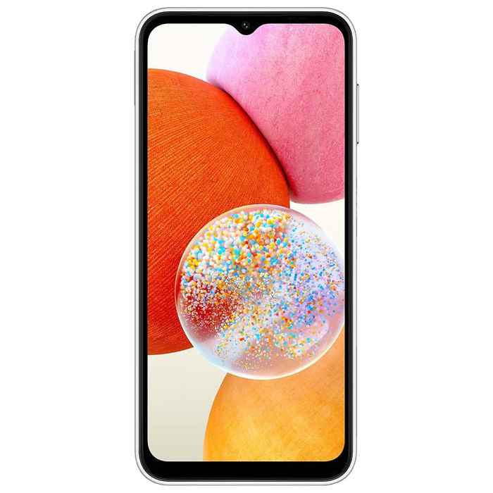 صفحه نمایش گوشی موبایل سامسونگ Galaxy A14 در رنگ نقره‌ای