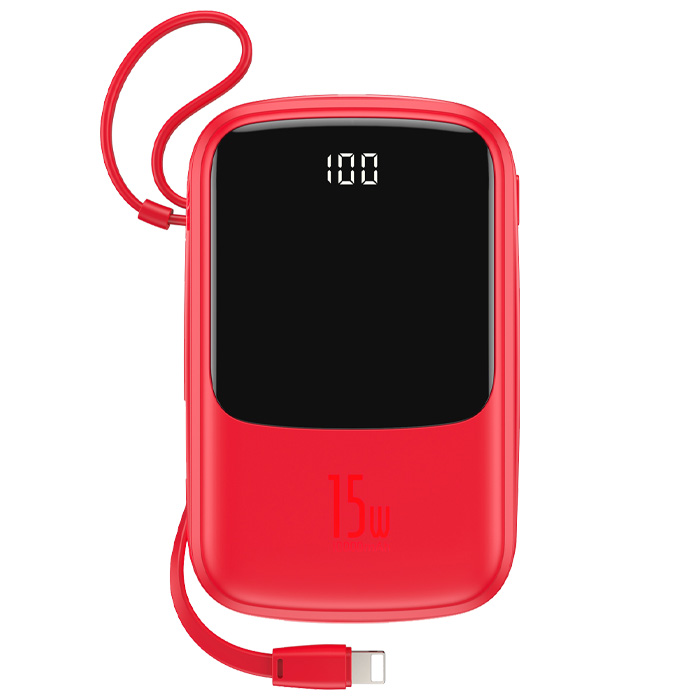 رنگ قرمز پاوربانک بیسوس 15W مدل PPQD-B01 Qpow Digital Display