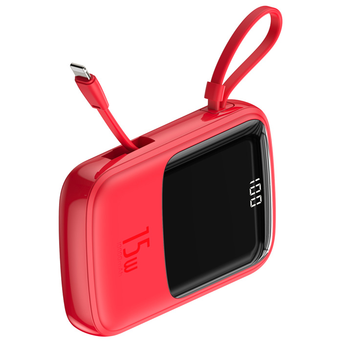 پاوربانک بیسوس 15W مدل PPQD-B01 Qpow Digital Display در رنگ قرمز