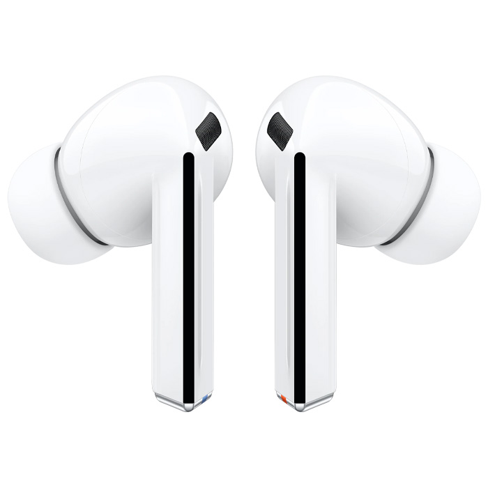 نمای روبرو هندزفری بلوتوثی سامسونگ مدل Galaxy Buds3 Pro SM-R630 در رنگ سفید