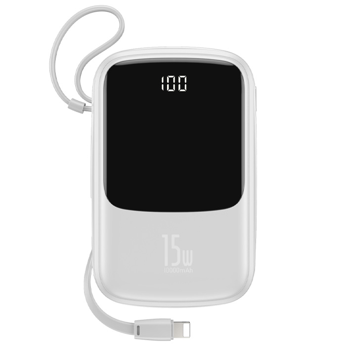 رنگ سفید پاوربانک بیسوس 15W مدل PPQD-B01 Qpow Digital Display