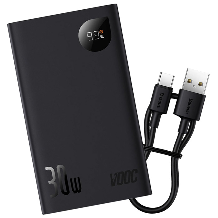 پاوربانک بیسوس 30W مدل PPAD050101 Adaman2 Digital Display به همراه کابل شارژ در رنگ مشکی