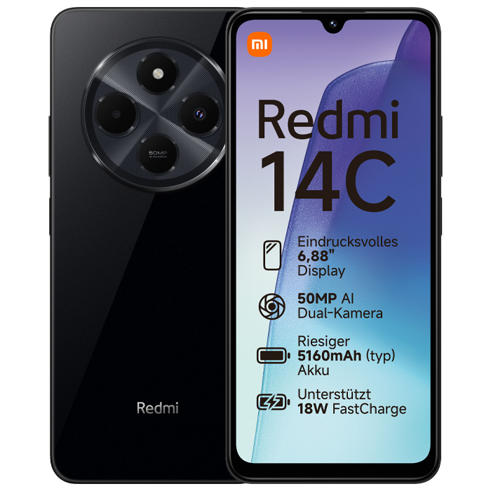 رنگ مشکی گوشی موبایل شیائومی Redmi 14C