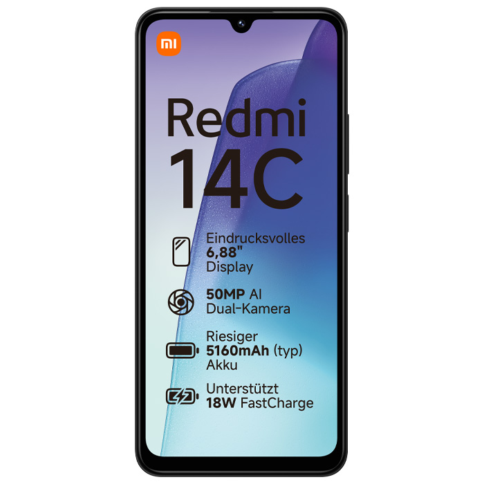 صفحه نمایش گوشی موبایل شیائومی Redmi 14C در رنگ مشکی