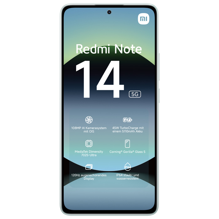 صفحه نمایش گوشی موبایل شیائومی Redmi Note 14 5G در رنگ سبز