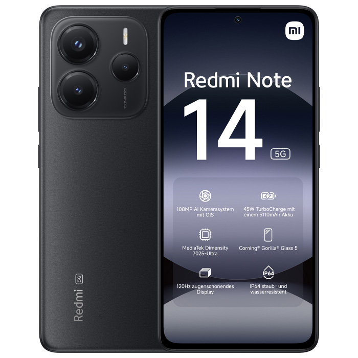 رنگ مشکی گوشی موبایل شیائومی Redmi Note 14 5G