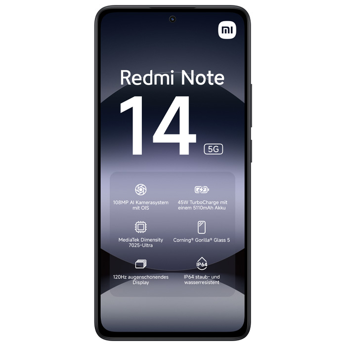 صفحه نمایش گوشی موبایل شیائومی Redmi Note 14 5G در رنگ مشکی