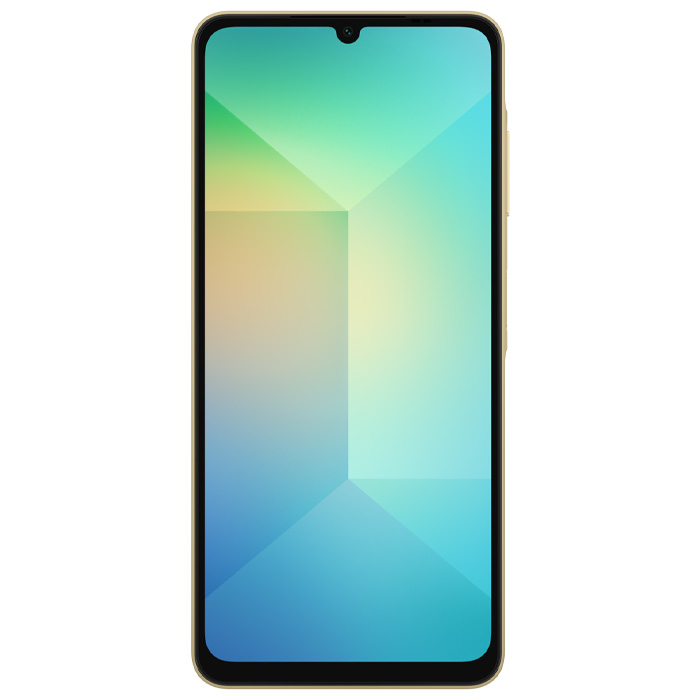 صفحه نمایش گوشی موبایل سامسونگ Galaxy A06 در رنگ طلایی