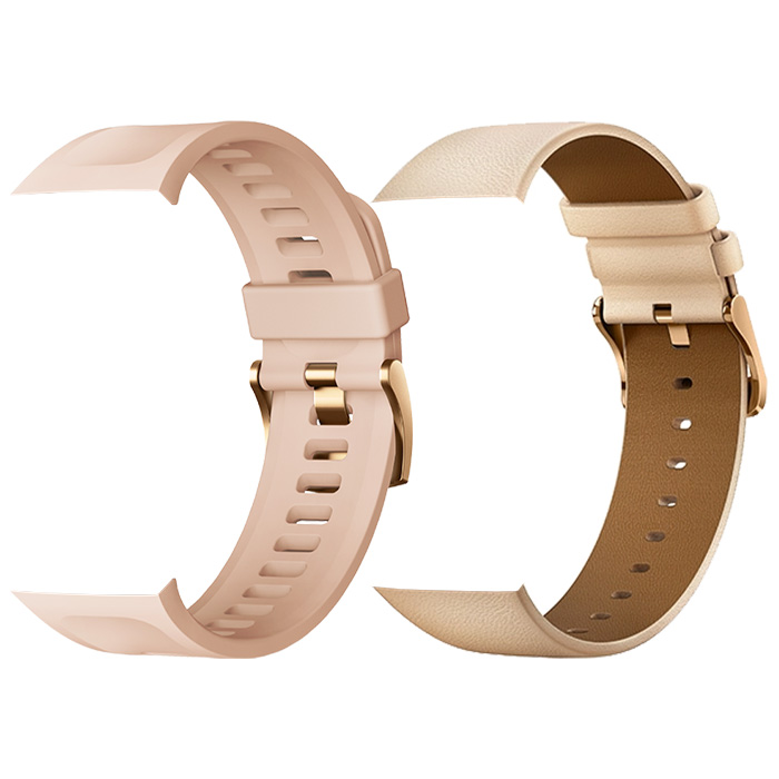 بندهای سیلیکونی و چرمی ساعت هوشمند شیائومی میبرو مدل Watch T2 XPAW012 در رنگ طلایی