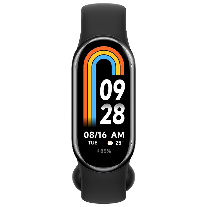 نمای روبرو مچ بند هوشمند شیائومی مدل Mi Smart Band 8 M2239B1 در رنگ مشکی