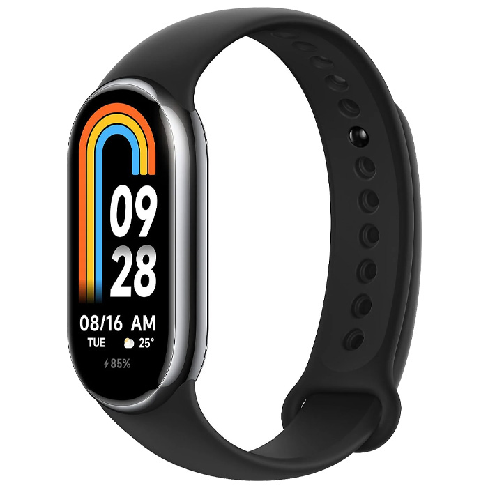 نمای کناری مچ بند هوشمند شیائومی مدل Mi Smart Band 8 M2239B1 در رنگ مشکی