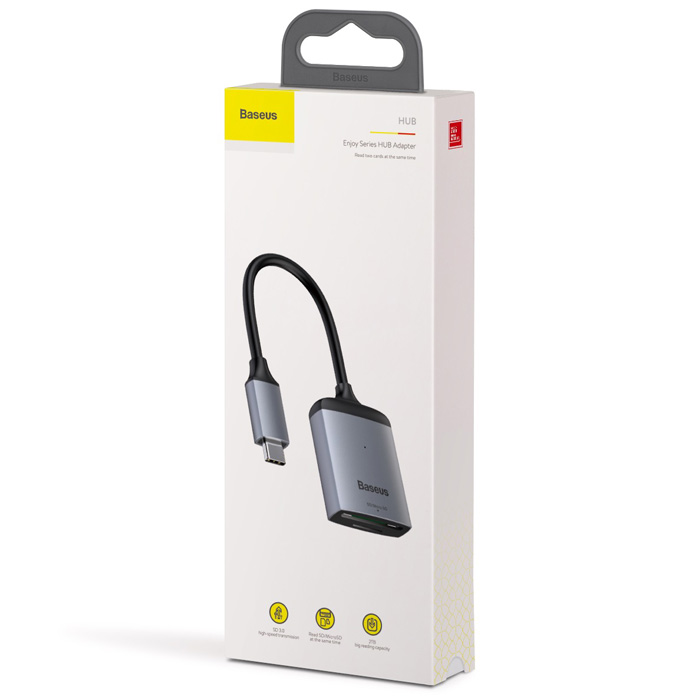 بسته بندی هاب بیسوس USB-C به کارت حافظه SD/TF مدل Enjoyment Series CAHUB-P0G