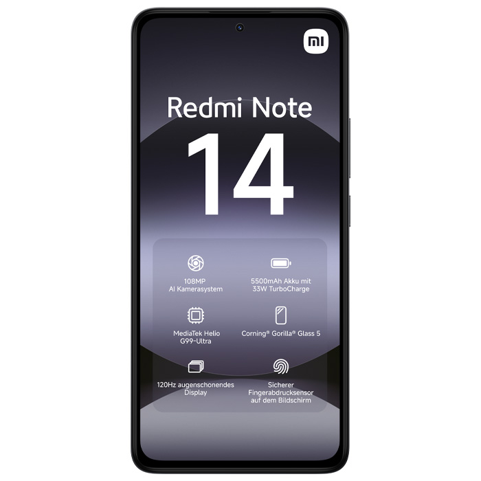 صفحه نمایش گوشی موبایل شیائومی Redmi Note 14 در رنگ مشکی