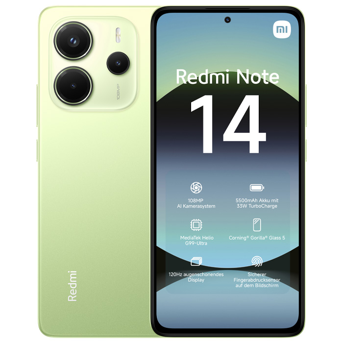 رنگ سبز لیمویی گوشی موبایل شیائومی Redmi Note 14