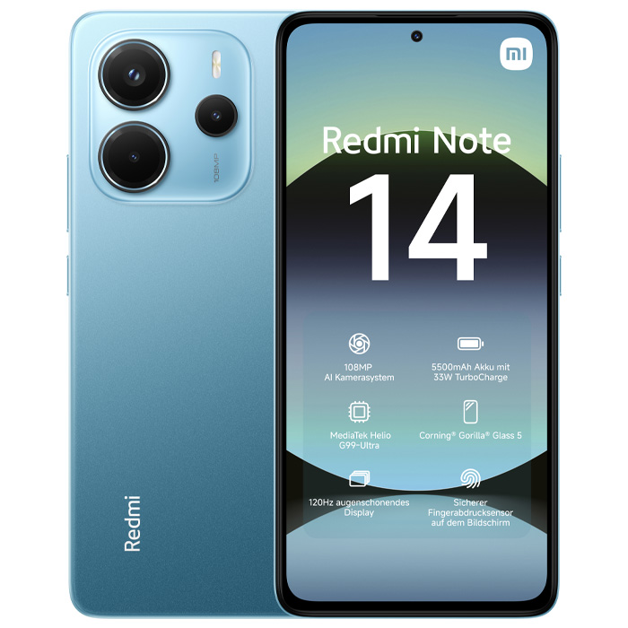 رنگ آبی اقیانوسی گوشی موبایل شیائومی Redmi Note 14