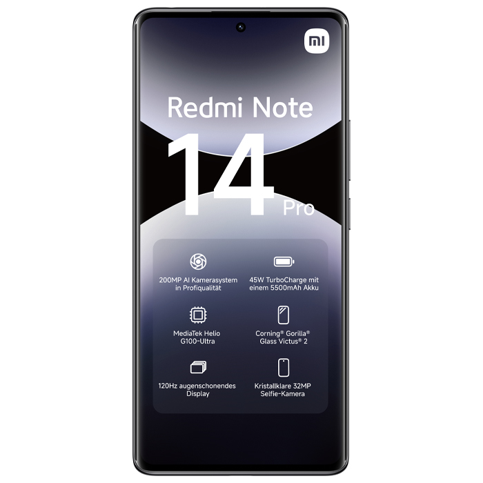 صفحه نمایش گوشی موبایل شیائومی Redmi Note 14 Pro در رنگ مشکی