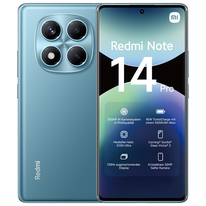 رنگ آبی اقیانوسی گوشی موبایل شیائومی Redmi Note 14 Pro