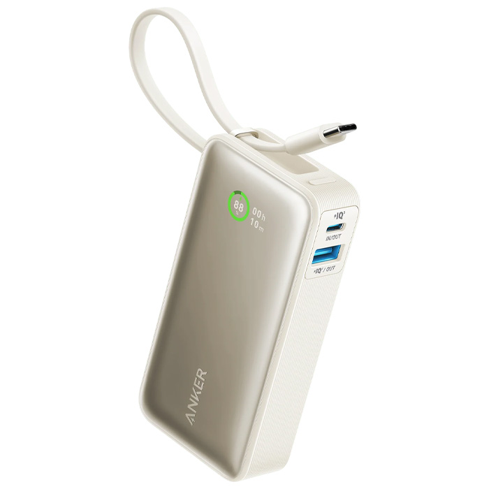 رنگ سفید پاوربانک انکر 30W مدل Nano Power Bank A1259