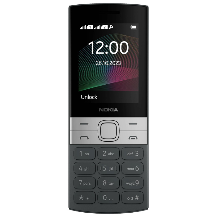 نمای روبرو گوشی موبایل نوکیا Nokia 150 3G 2023 (TA-1582)  در رنگ مشکی