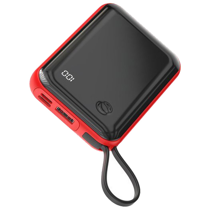 نمای پورت‌های شارژ پاوربانک بیسوس 15W مدل PPXF-E09 Mini S Digital Display در رنگ قرمز