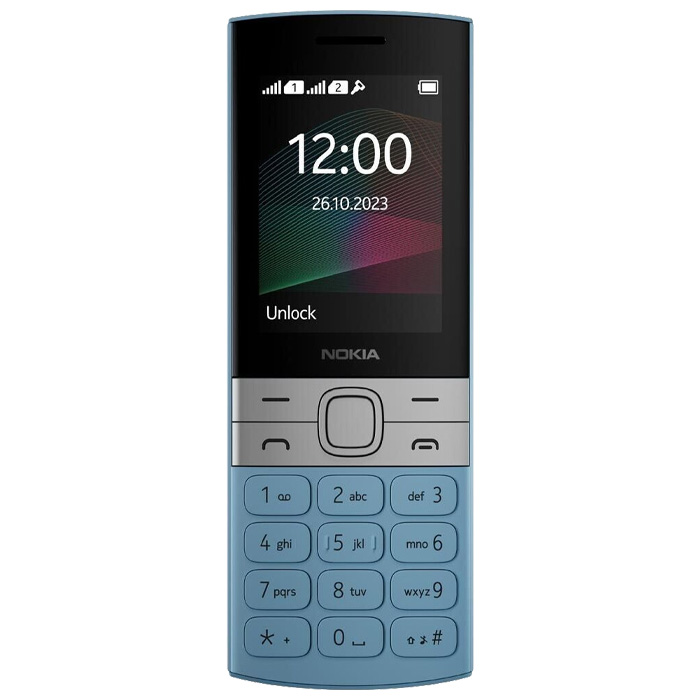 نمای روبرو گوشی موبایل نوکیا Nokia 150 3G 2023 (TA-1582)  در رنگ آبی