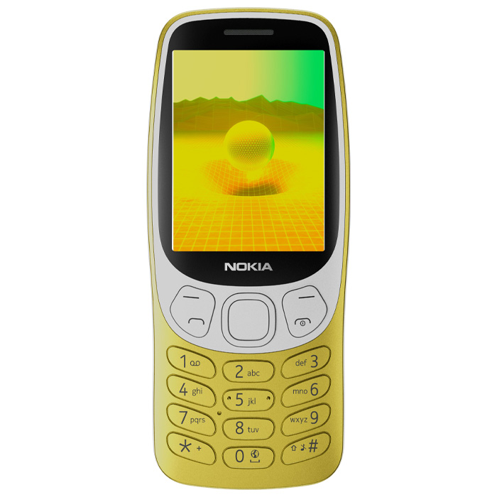 نمای روبرو گوشی موبایل نوکیا Nokia 3210 4G 2024 (TA-1618) در رنگ طلایی