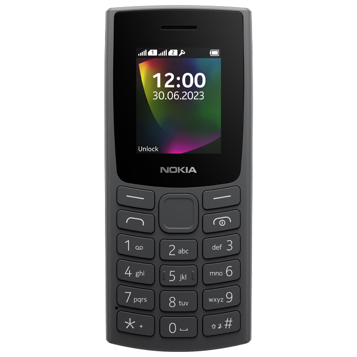 نمای روبرو گوشی موبایل نوکیا Nokia 106 2G 2023 (TA-1564) در رنگ مشکی